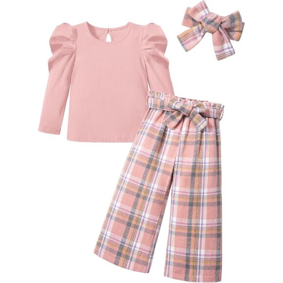 Other - Toddler Girl Clothes,Girls Fashion Clothes Puff Sleeves Shirt Pants Headband 3Pc